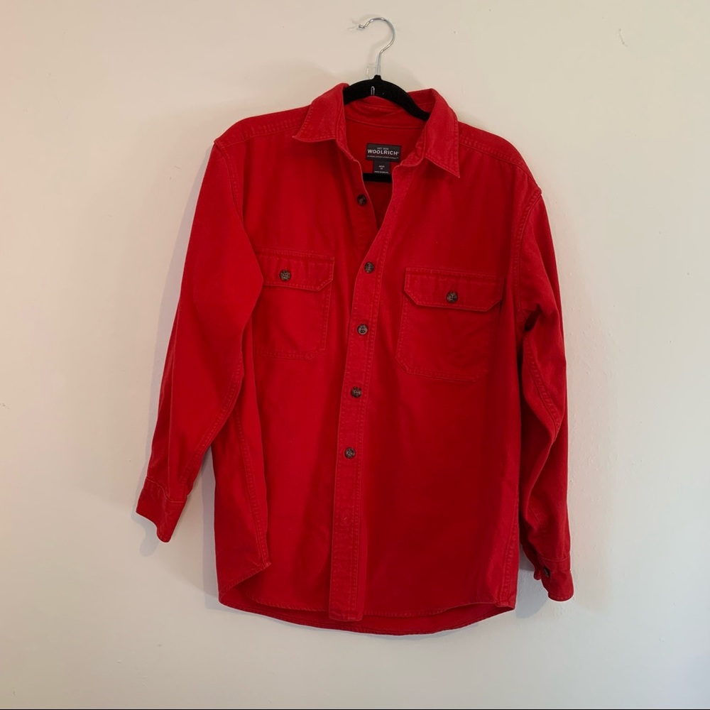 Woolrich Mens Red Button Down Cotton Shirt/ Shacket